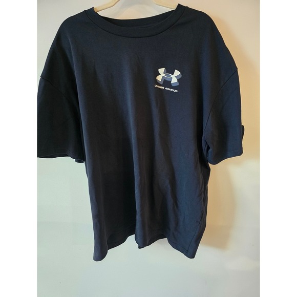Under Armour Mens Black Loose T Shirt Short Sleeve Big Logo Casual XL - Picture 4 of 9